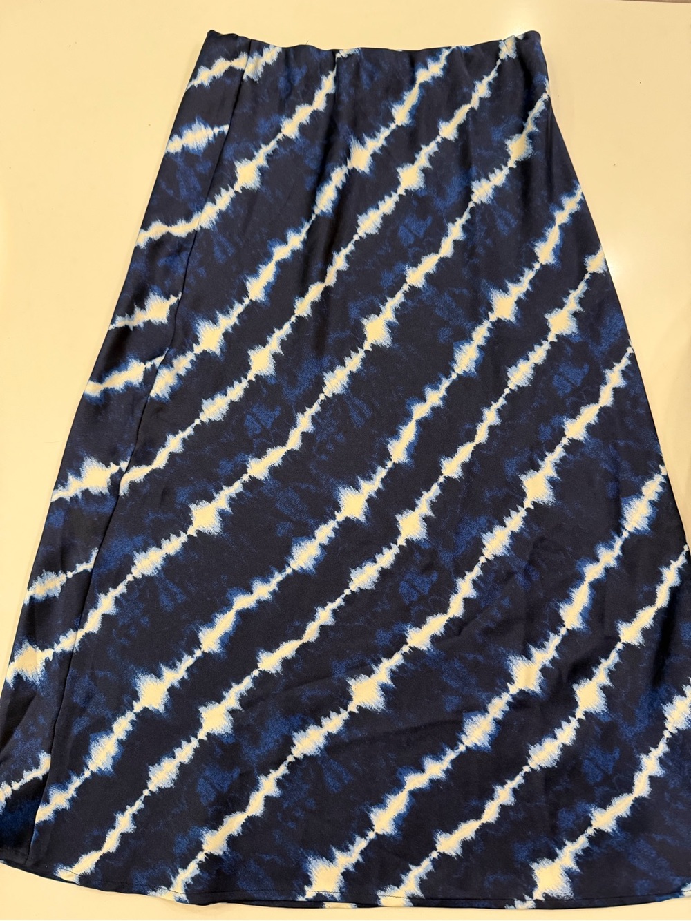 Renee C. Navy and White Diagonal Tie-Dye A-Line Skirt